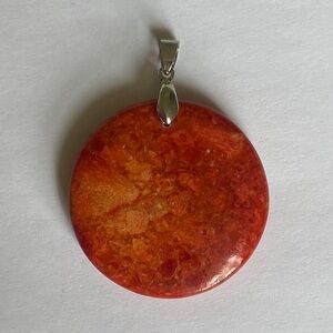 Elegant Orange Pendant Marked 18KGP